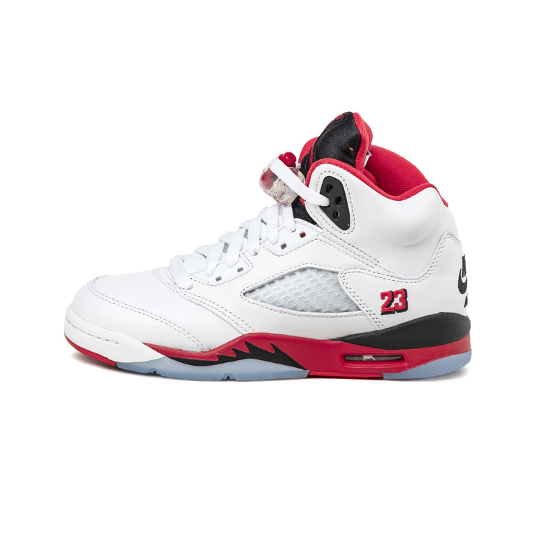 Nike Air Jordan 5 Retro *Fire Red* *GS* - 38.5 / White / Fire Red / Black
