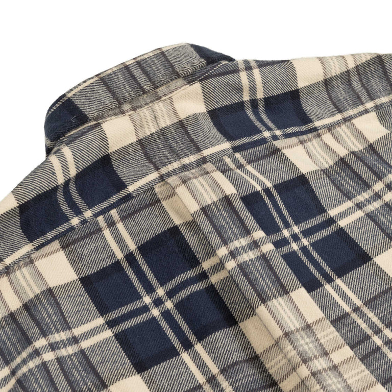 Polo Ralph Lauren Custom Fit Plaid Brushed Flannel Shirt - M / Off White / Navy - 5