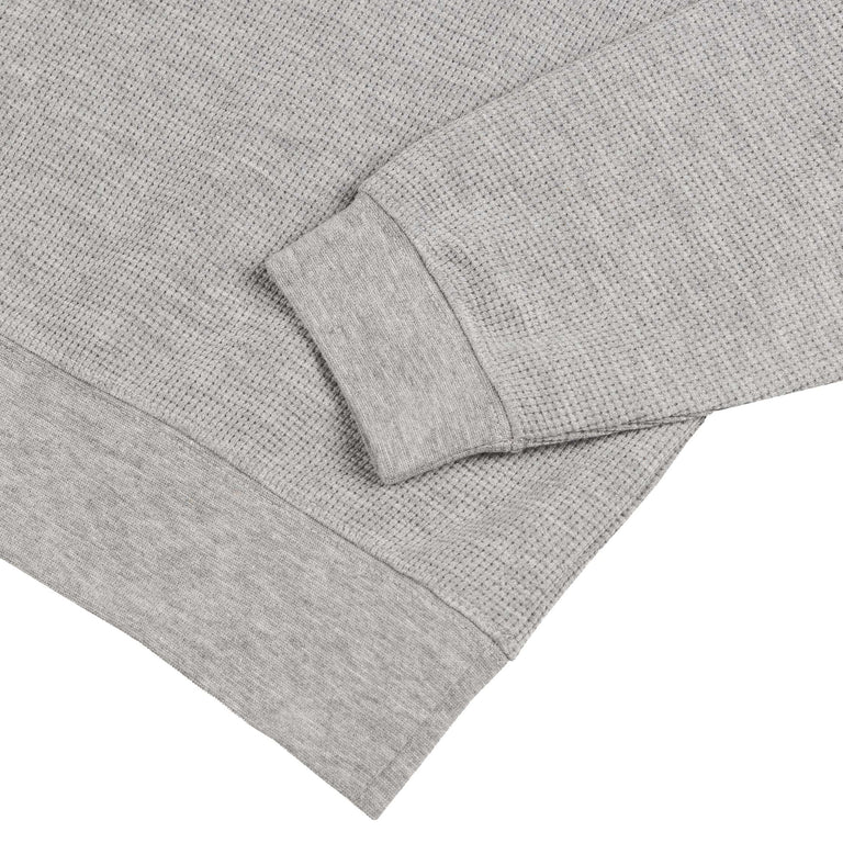 Autry Tonal Logo Waffle Long-Sleeve Polo - XXL / Dark Melange - 4