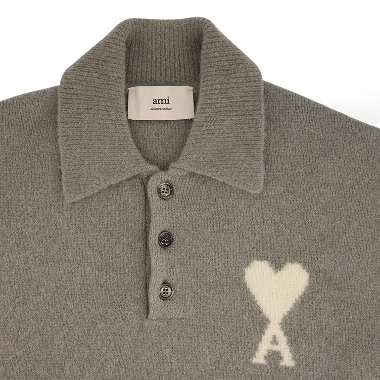 AMI Paris	Ami De Coeur Polo - XL / Grey / Off White - 2