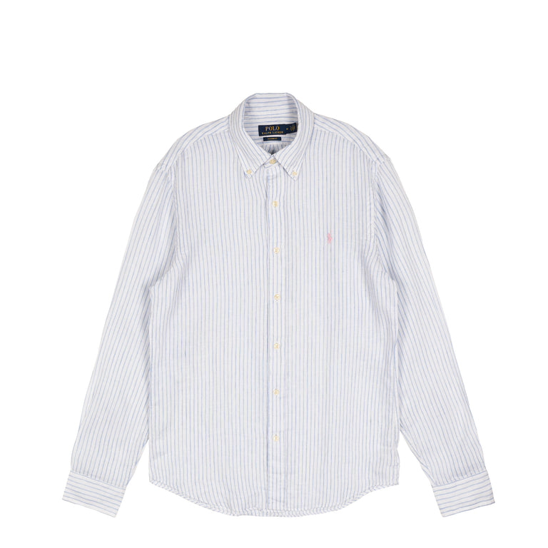 Polo Ralph Lauren Custom Fit Striped Linen Shirt - XXL / White / Blue
