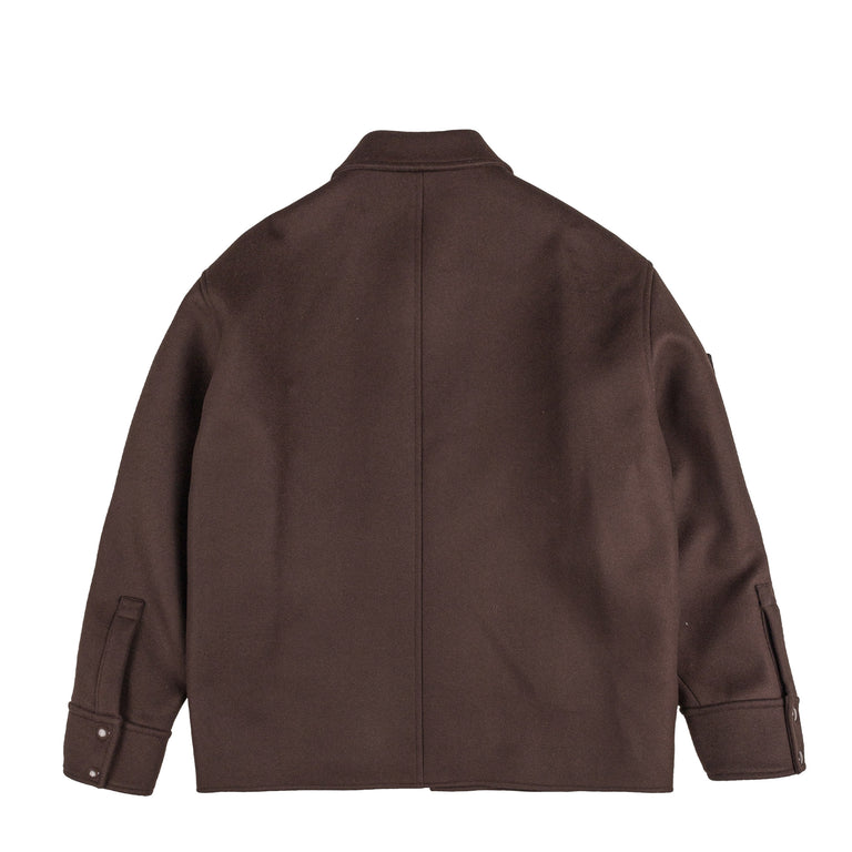 Courreges Embroidered Wool & Silk Overshirt - M / Chocolate - 2