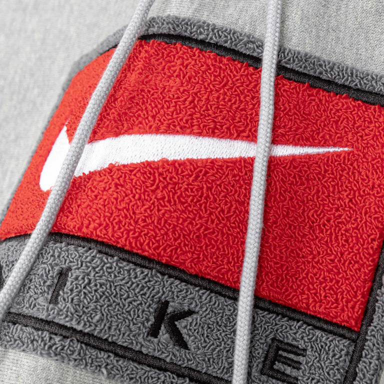 Nike	Solo Swoosh Fleece Pullover Hoodie - S / Dark Grey Heather / White - 3