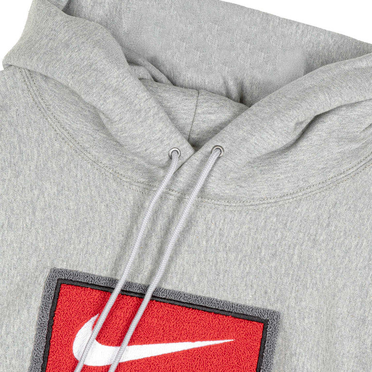 Nike	Solo Swoosh Fleece Pullover Hoodie - S / Dark Grey Heather / White - 2