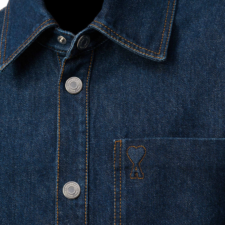 AMI Paris Ami De Coeur Overshirt - XL / Indigo - 2
