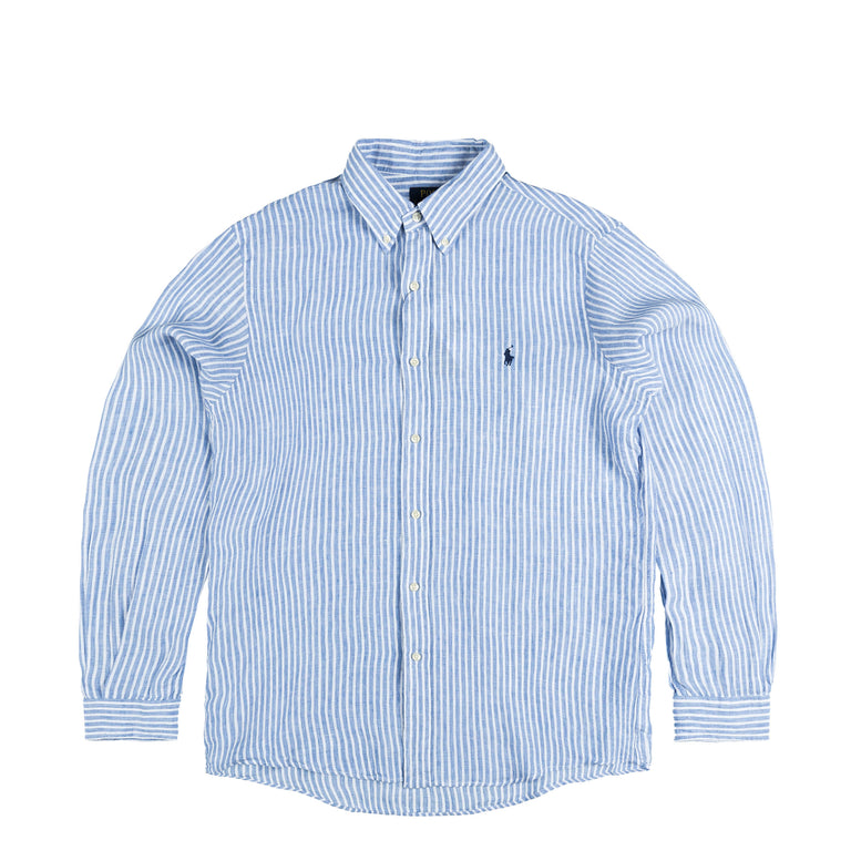 Polo Ralph Lauren Custom Fit Striped Linen Shirt - XXL / Blue / White - 1
