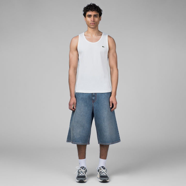 Lacoste Slim Fit Ribbed Cotton Tank Top - XL / White - 2