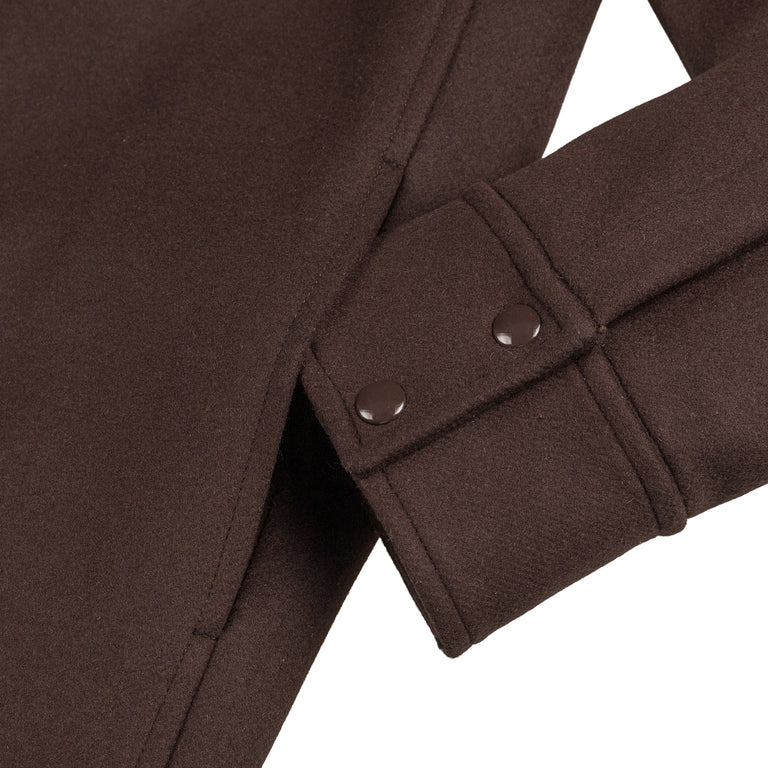 Courreges Embroidered Wool & Silk Overshirt - M / Chocolate - 6