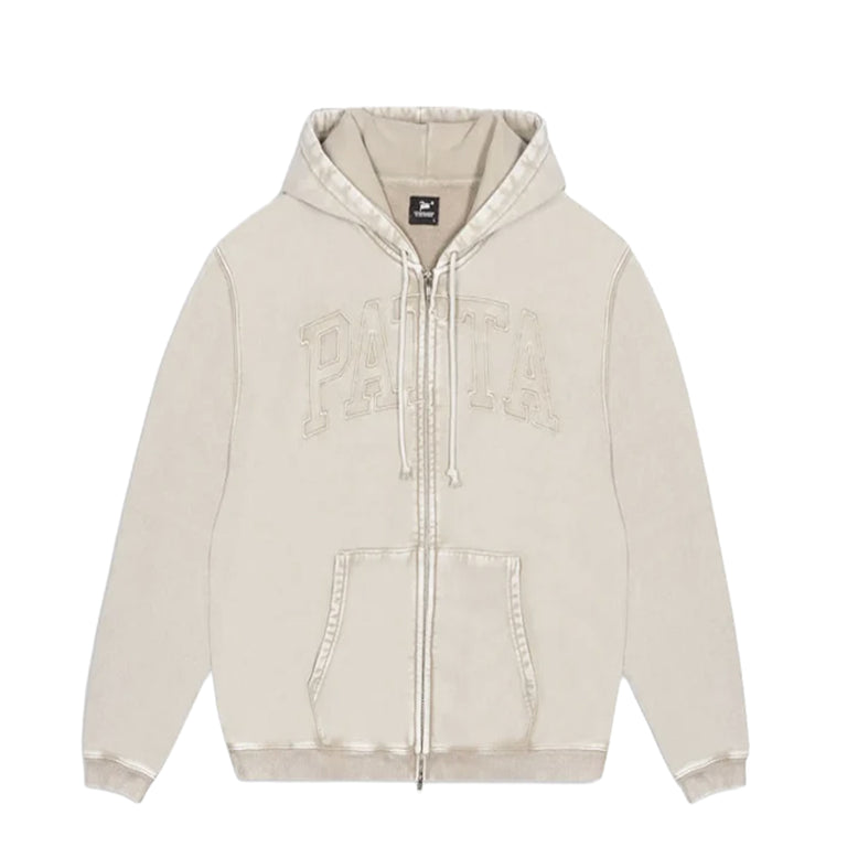 Patta Loopback Logo Zip Hooded Sweater - L / Irish Cream
