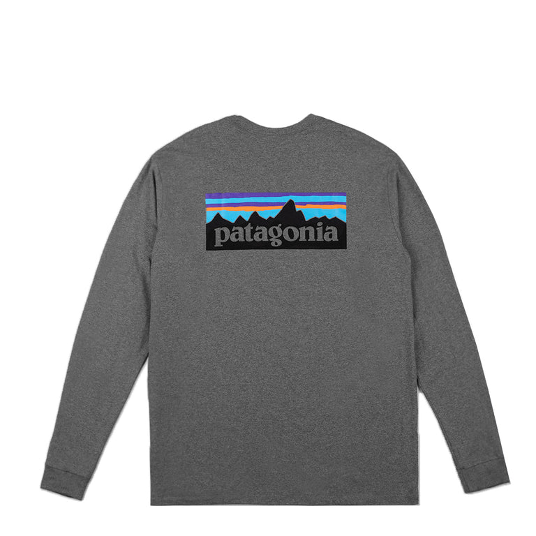 Patagonia L/S P-6 Logo Responsibili-Tee - M / Gravel Heather
